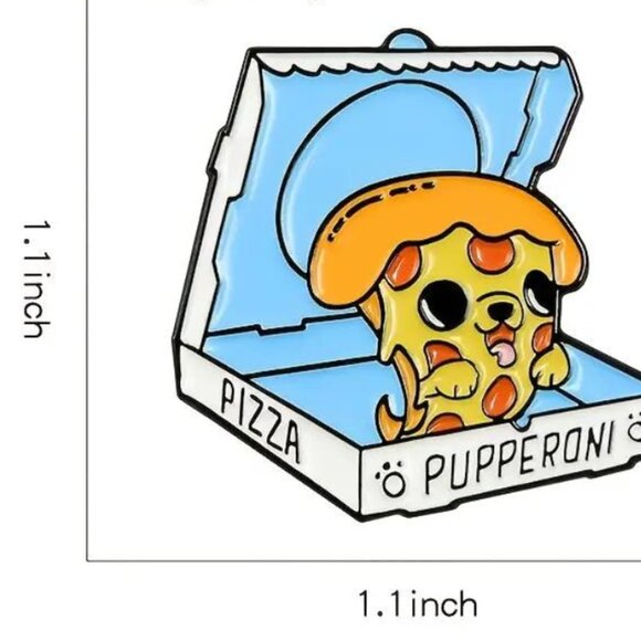 Pupperoni Enamel Pin - Cute Pizza Dog - Picture 2 of 2